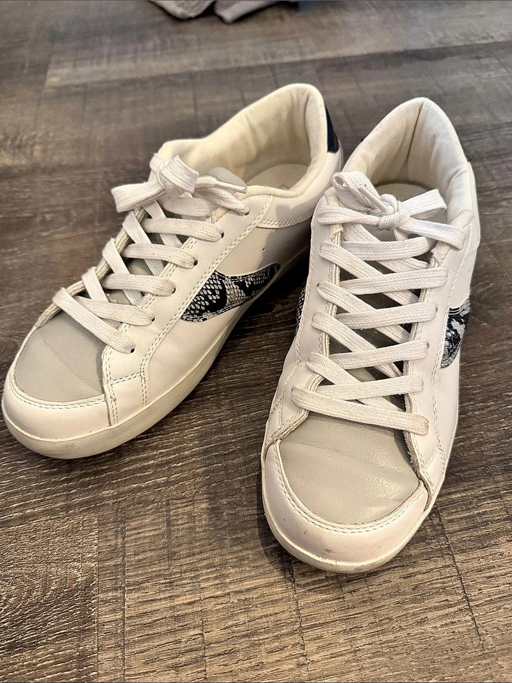 Matisse Women's Snake Print Sneakers in White & black